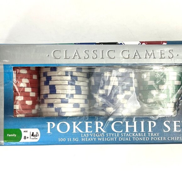 Poker Chip Set 11.5g Las Vegas Style Stackable Tray 100 Heavyweight Dual-Toned - Picture 12 of 15